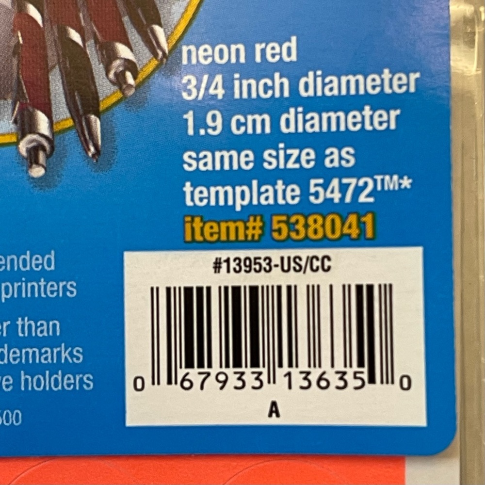 Staples Color Coding Labels (792). Laser Print or Write. Removable. Neon Red. - Picture 4 of 6